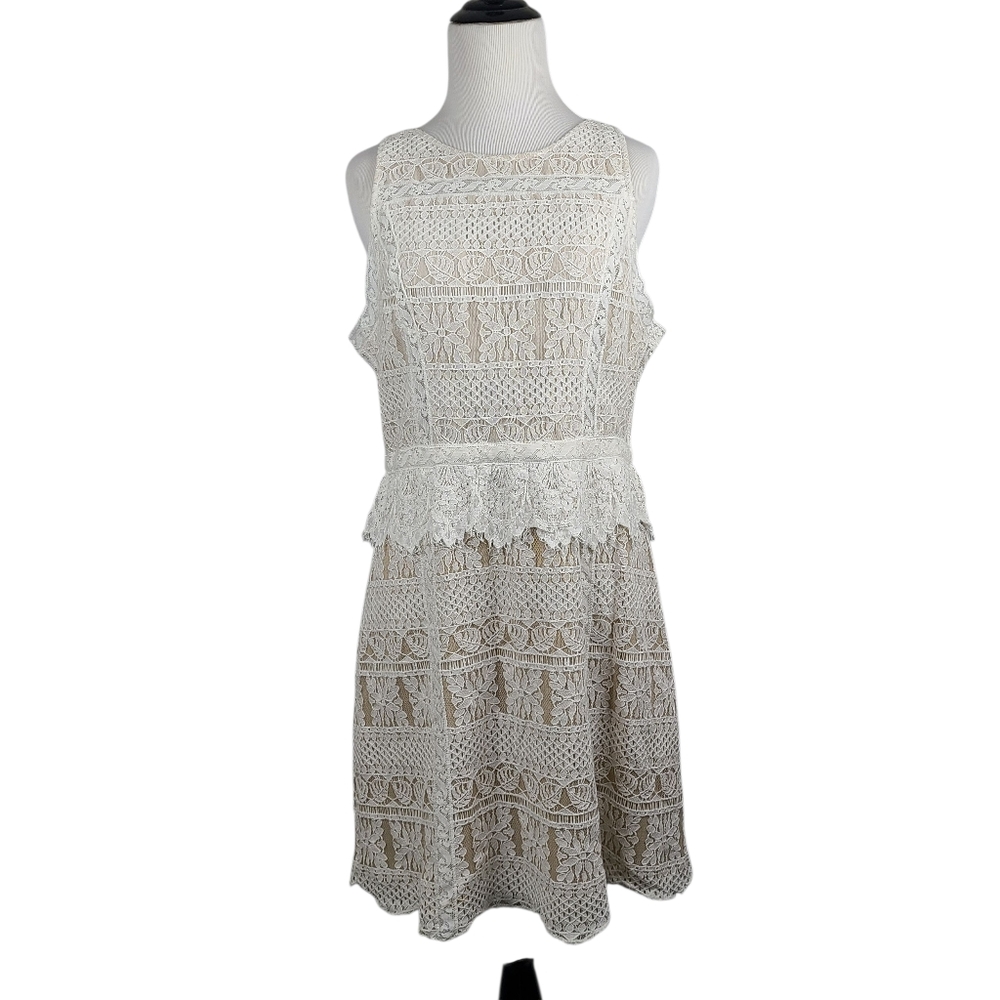 All Saints Melia Cream Ivory Lace Overlay Mini Dress Size 8